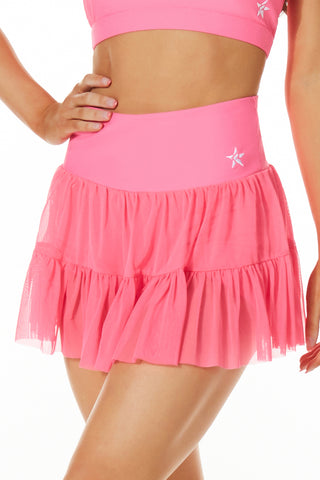 Layered Ruffle Skirt in Electric Pink