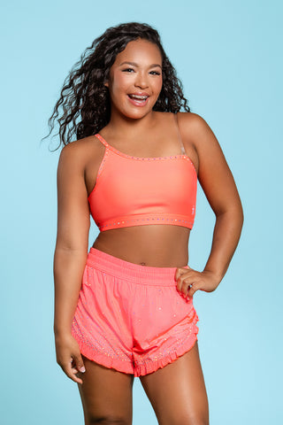 Ruffle Running Short in Coral