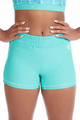 Cinched Compression Short in Aqua