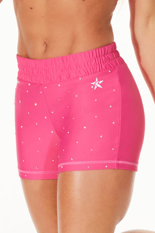 Cinched Compression Short in Hyper Pink