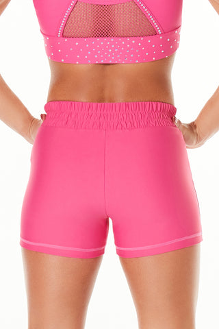 Cinched Compression Short in Hyper Pink