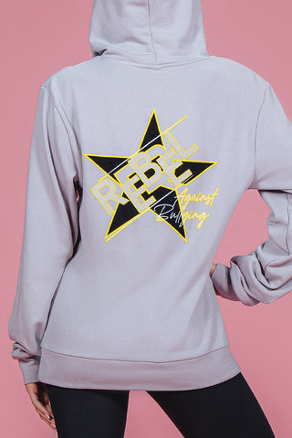 Unisex Rebel Against Bullying Hoodie in Gray Star