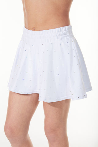 Flouncy Crystal Scatter Skirt in White