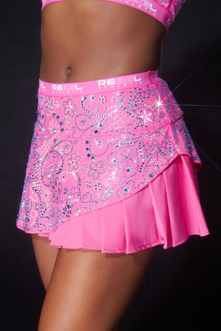 Sugar Plum Crystal Couture Skirt in Electric Pink