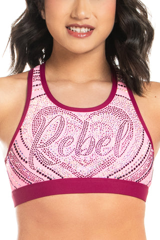 Heart to Heart JewelLuxe Racer Back Sports Bra in Pink