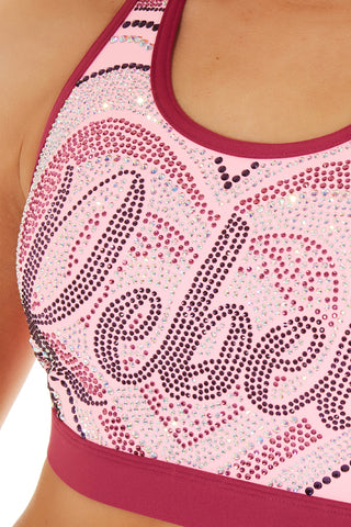 Heart to Heart JewelLuxe Racer Back Sports Bra in Pink