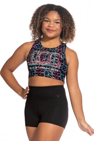 Black Girls Cheer Sports Bra in Waves