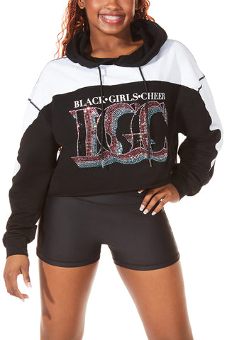 Black Girls Cheer Stronger Together Crop Pullover Hoodie