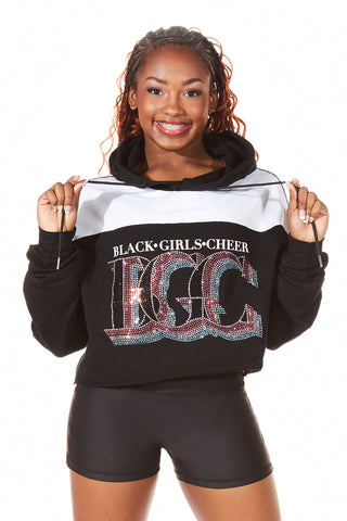 Black Girls Cheer Stronger Together Crop Pullover Hoodie