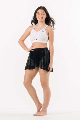 Grace Tie-Front Dance Skirt in Black