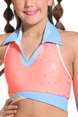 Rush Halter Neck Sports Bra in Light Coral Nostalgia