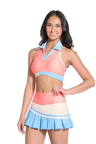 Rush Halter Neck Sports Bra in Light Coral Nostalgia