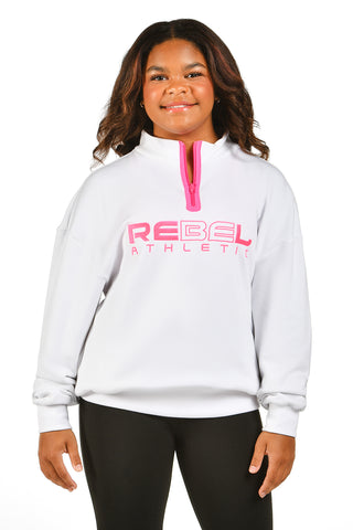 Rebel Feature Quarter Zip Pullover in Pink-SPECIAL ORDER