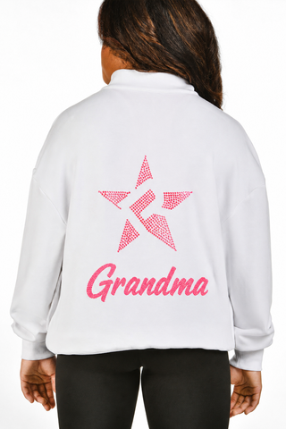 Rebel Grandma Quarter Zip Pullover in Pink-SPECIAL ORDER