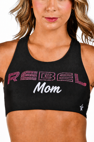 Rebel Mom Racer Back Sports Bra in Pink-SPECIAL ORDER