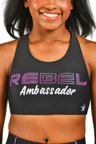 Rebel Ambassador Racer Back Sports Bra in Purple-SPECIAL ORDER