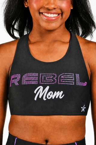Rebel Mom Racer Back Sports Bra in Purple-SPECIAL ORDER