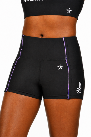 Rebel Mom Compression Short in Purple-SPECIAL ORDER