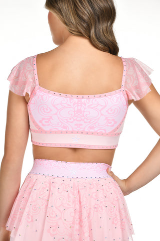 Kenzee Cap Sleeve Sports Bra in Powder Pink