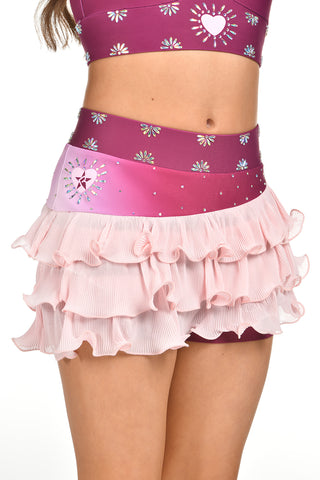 Wren Ruffle Skirt in Maroon