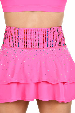 Rainbow Crystal Skirt in Electric Pink