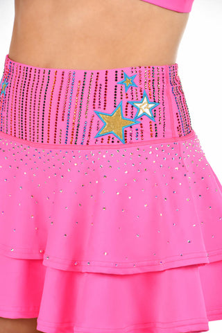 Rainbow Crystal Skirt in Electric Pink