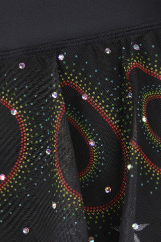 Rainbow Rebel Heart Mesh Overlay Skirt in Black