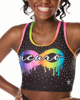 Rainbow Infinity Longline Sports Bra in Black