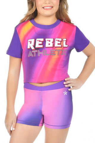 Rebel Cropped Tee in Ombre Plum