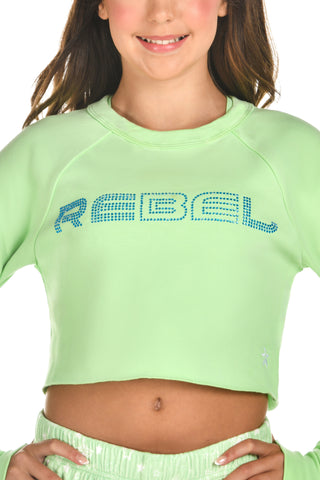 Rebel Level® Cropped Pullover in Pistachio