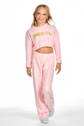 Rebel Level® Cropped Pullover in Powder Pink