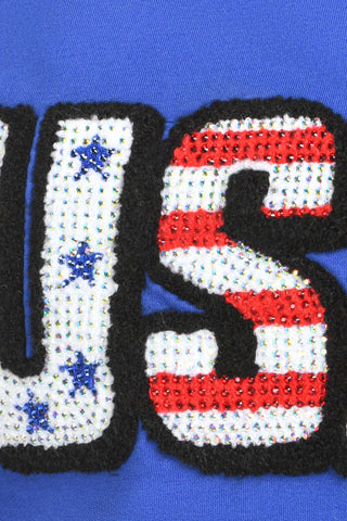 Rebel USA Cropped Pullover in Royal Blue