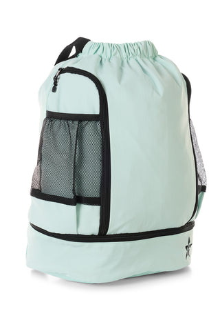 Rebel Drawstring Tote Bag in Light Aqua