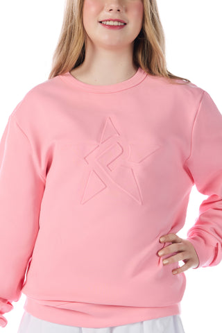 Pullover in Pink Embossed Rebel Mark