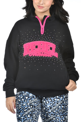 Rebel Half-Zip Pullover in Pink