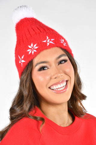 Rebel Holiday Beanie in Red 