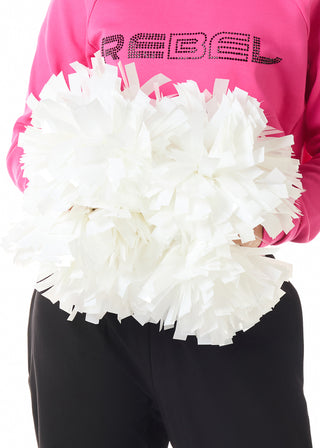Rebel Metallic Poms in White