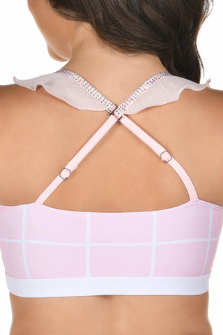 Remi Ruffle Sports Bra in Powder Pink