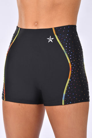 Rockin Rainbow Compression Shorts in Black