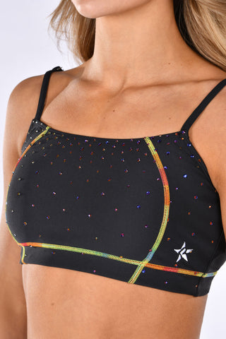 Rockin Rainbow Sports Bra in Black