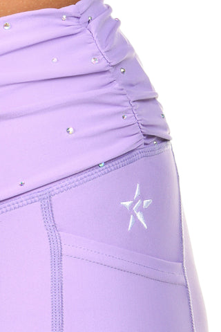 Rouched Compression Shorts in Icy Lavendar