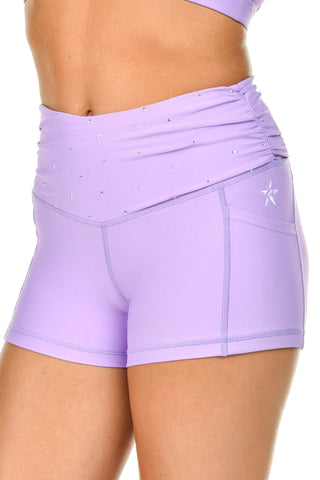 Rouched Compression Shorts in Icy Lavendar