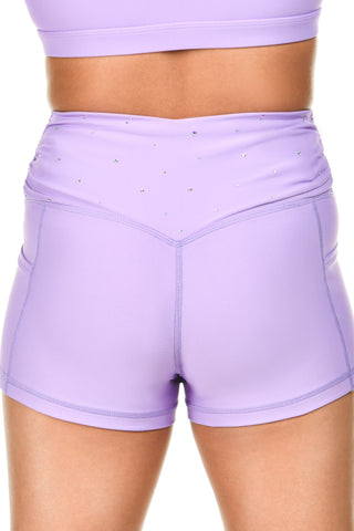 Rouched Compression Shorts in Icy Lavendar