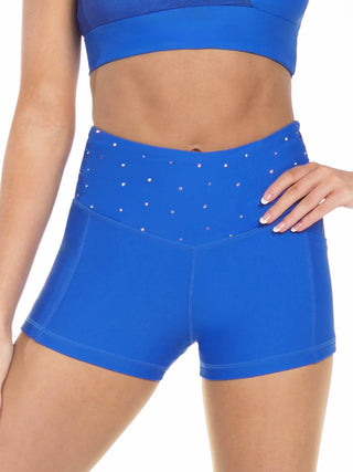 Rouched Compression Shorts in Royal Blue