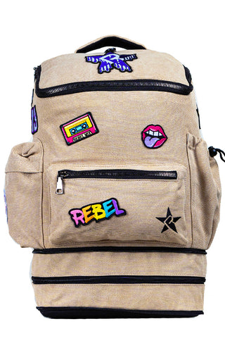 Camel Rebel Hero Plus Backpack with Patches