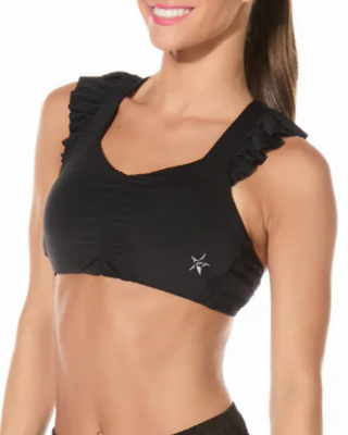 Ruffle Sports Bra in Black