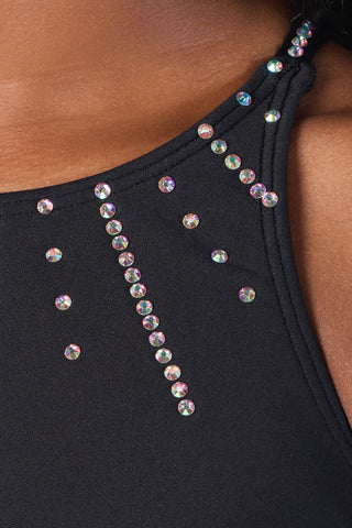 Victoria Crystal Sports Bra in Black