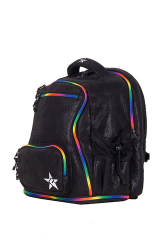 Faux Suede in Black Rebel Baby Dream Bag with Rainbow Zipper