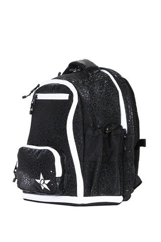 Leopard in Black Rebel Baby Dream Bag with White Zipper