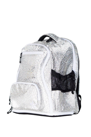 Leopard in Silver Rebel Baby Dream Bag with White Zipper